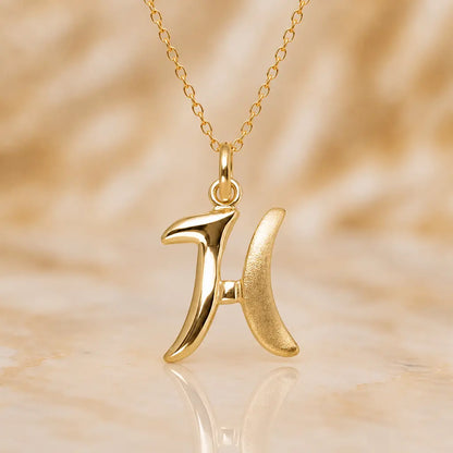 Buchstaben Anhänger Damen 375 Gelbgold matt glänzend 18mm - optional mit Kette 45cm