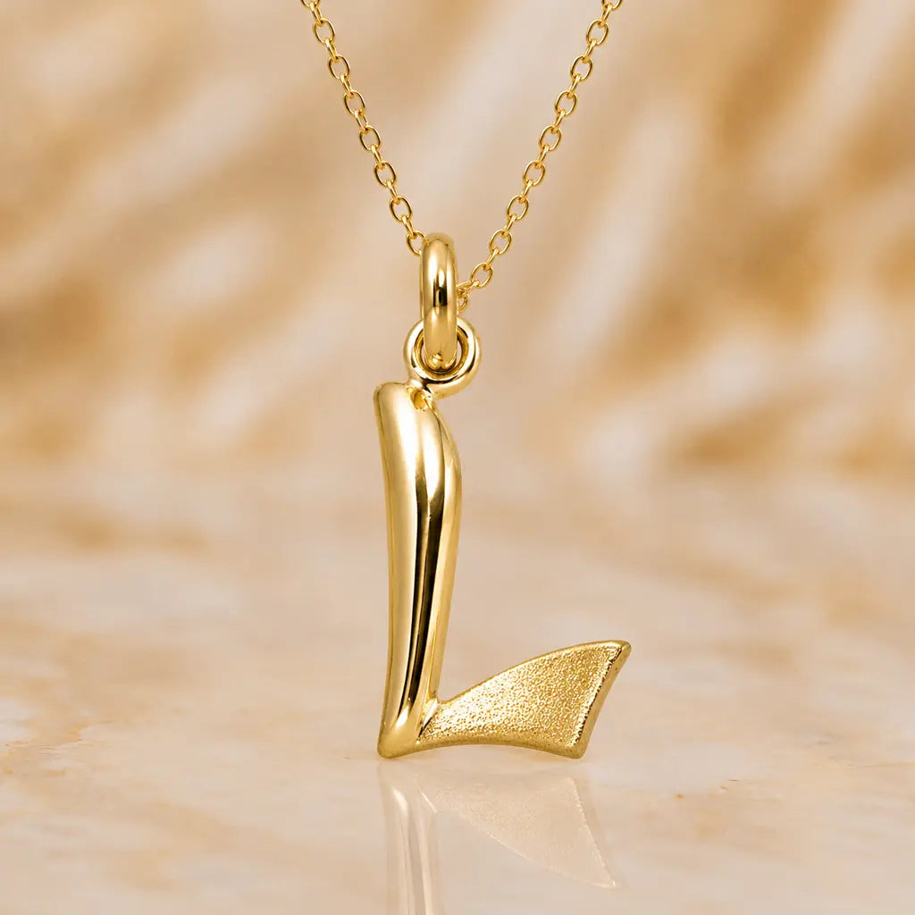 Buchstaben Anhänger Damen 375 Gelbgold matt glänzend 18mm - optional mit Kette 45cm