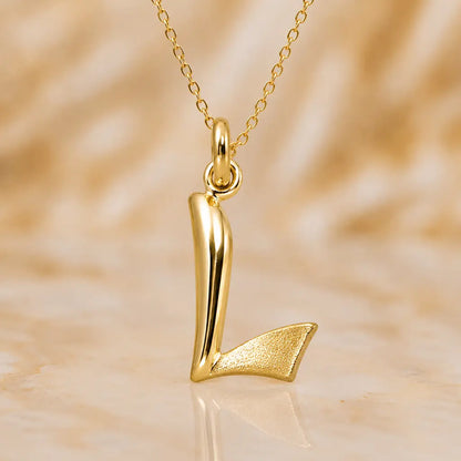 Buchstaben Anhänger Damen 375 Gelbgold matt glänzend 18mm - optional mit Kette 45cm