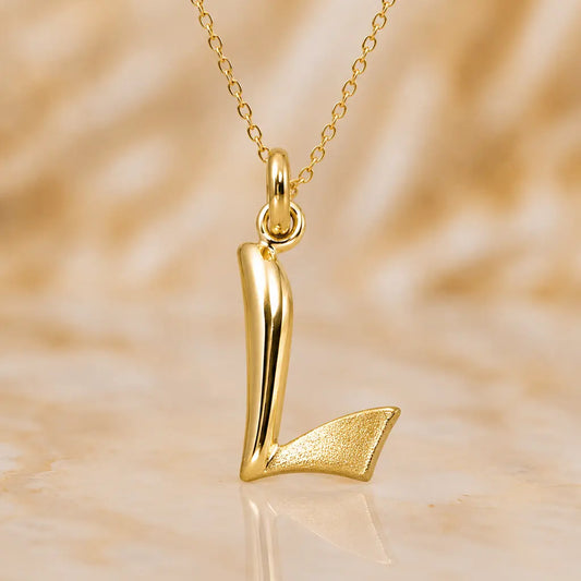 Buchstaben Anhänger Damen 375 Gelbgold matt glänzend 18mm - optional mit Kette 45cm