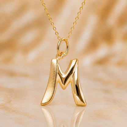 Buchstaben Anhänger Damen 375 Gelbgold matt glänzend 18mm - optional mit Kette 45cm