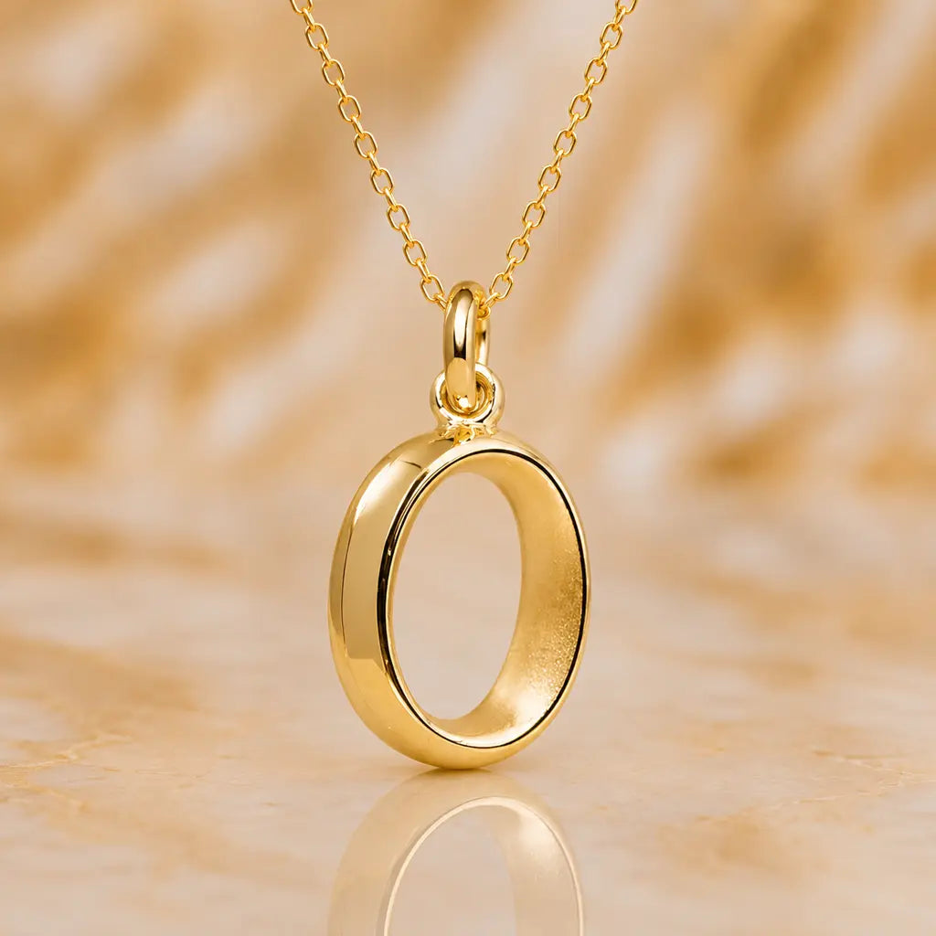 Buchstaben Anhänger Damen 375 Gelbgold matt glänzend 18mm - optional mit Kette 45cm