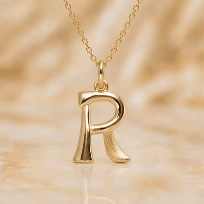 Buchstaben Anhänger Damen 375 Gelbgold matt glänzend 18mm - optional mit Kette 45cm