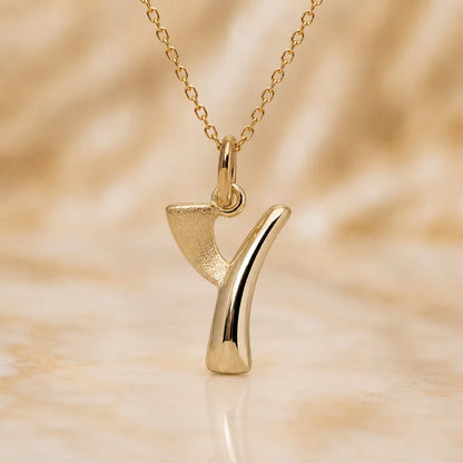 Buchstaben Anhänger Damen 375 Gelbgold matt glänzend 18mm - optional mit Kette 45cm