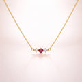 Damen Collier 375 Gelbgold mit 2 Zirkonia und 1 Topas pink - 45cm