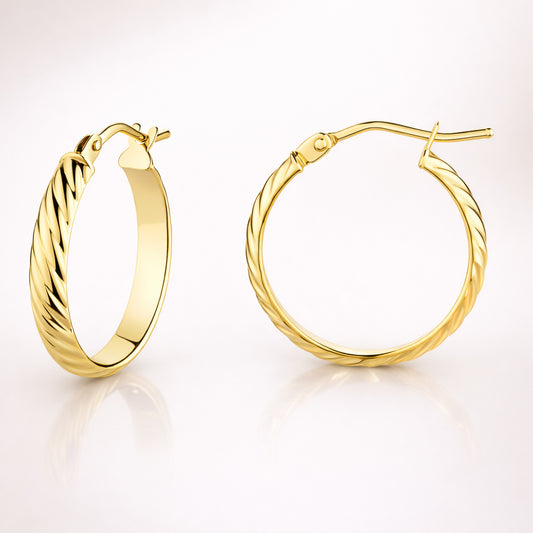 Damen Creolen 375 Gold strukturiert - 17,5mm oder 24mm
