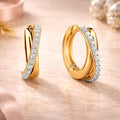 Damen Klappcreolen 375 Gelbgold bicolor mit 26 Zirkonia - 14mm