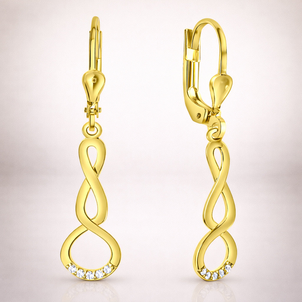 Damen Ohrhänger 375 Gelbgold mit 10 weißen Zirkonia - 3,7cm