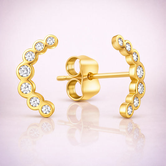 Damen Ohrstecker 375 Gelbgold mit 14 weißen Zirkonia - 1,1cm