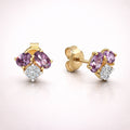 Damen Ohrstecker Amethyst Zirkonia 375 Gelbgold - 8mm