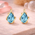 Ohrstecker Damen 375 Gelbgold Blautopas 4x6mm