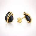 Damen Ohrstecker 375 Gelbgold mit Onyx - 11mm