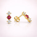 Damen Ohrstecker 375 Gelbgold mit weißen Zirkonia und pinken Topasen - 1,0cm