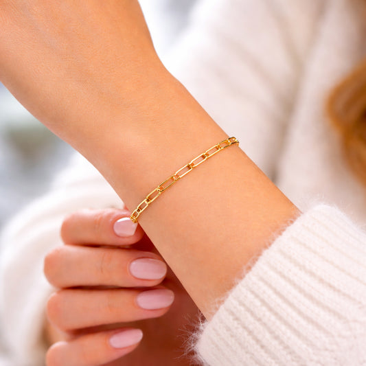Damen Armband 375 Gelbgold Paperclip Design 19cm
