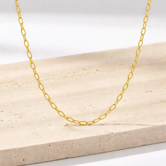 Collier Damen 375 Gelbgold Gliederkette oval hochglanz elegant - 45cm