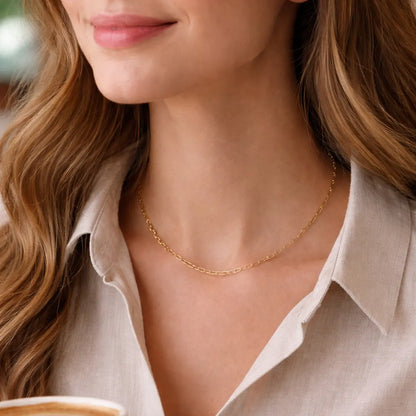 Collier Damen 375 Gelbgold Gliederkette oval hochglanz elegant - 45cm