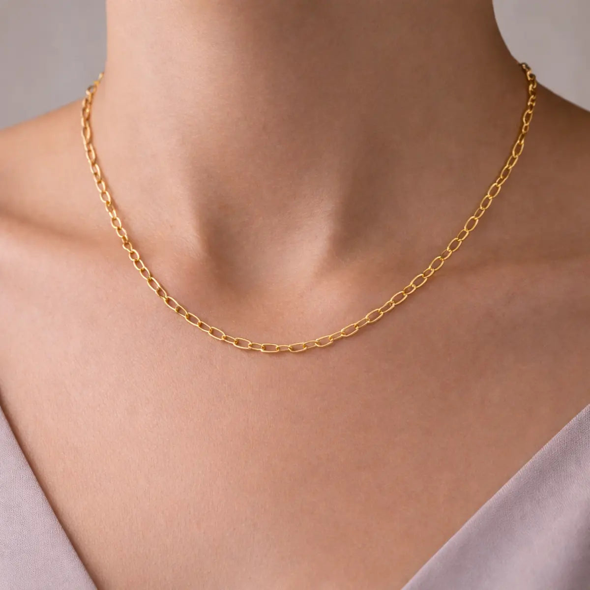 Collier Damen 375 Gelbgold Gliederkette oval hochglanz elegant - 45cm