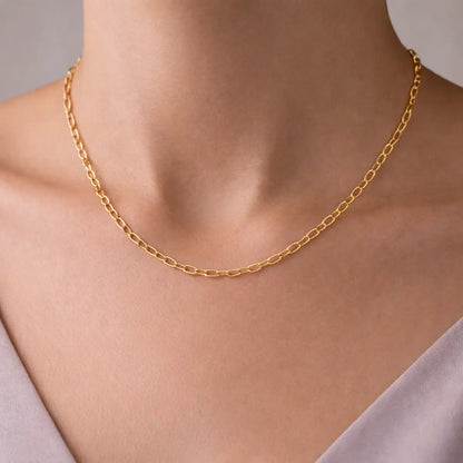 Collier Damen 375 Gelbgold Gliederkette oval hochglanz elegant - 45cm