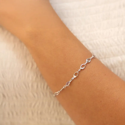 Armband Damen 375 Weißgold mit Amethyst und Blautopas - 19cm