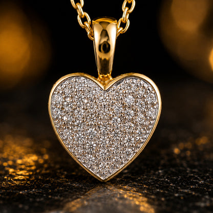 Herzanhänger Damen 585 Gelbgold 42 Diamanten Brillanten 0,25 ct W/P - optional mit Ankerkette 45cm