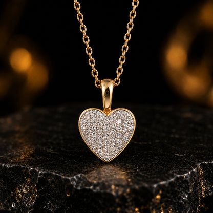 Herzanhänger Damen 585 Gelbgold 42 Diamanten Brillanten 0,25 ct W/P - optional mit Ankerkette 45cm