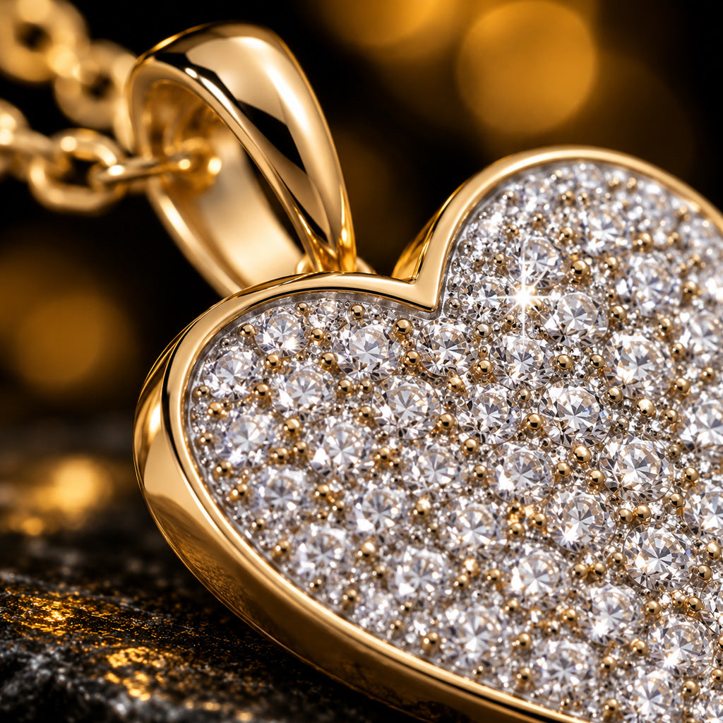 Herzanhänger Damen 585 Gelbgold 42 Diamanten Brillanten 0,25 ct W/P - optional mit Ankerkette 45cm