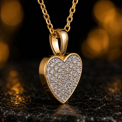Herzanhänger Damen 585 Gelbgold 42 Diamanten Brillanten 0,25 ct W/P - optional mit Ankerkette 45cm