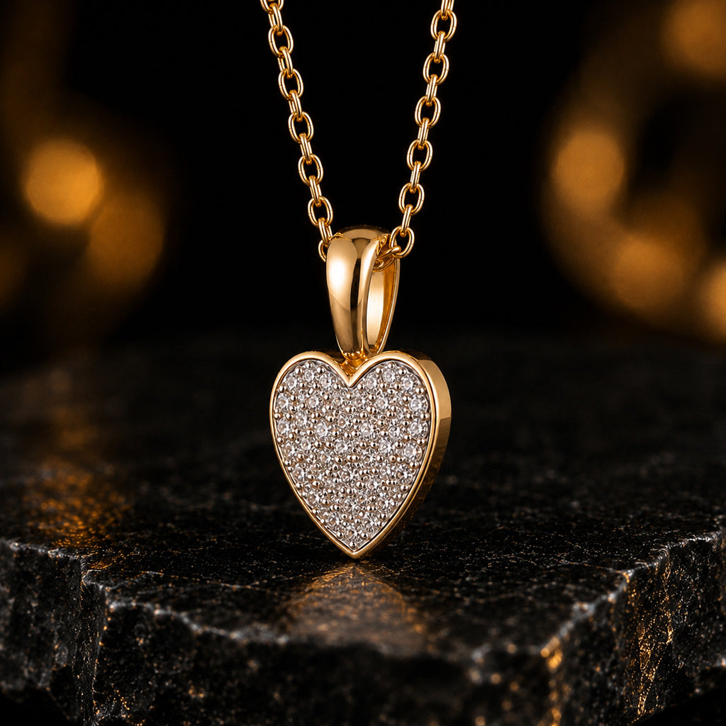 Herzanhänger Damen 585 Gelbgold 42 Diamanten Brillanten 0,25 ct W/P - optional mit Ankerkette 45cm