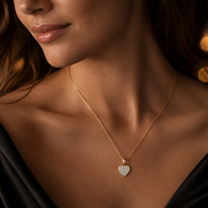 Herzanhänger Damen 585 Gelbgold 42 Diamanten Brillanten 0,25 ct W/P - optional mit Ankerkette 45cm