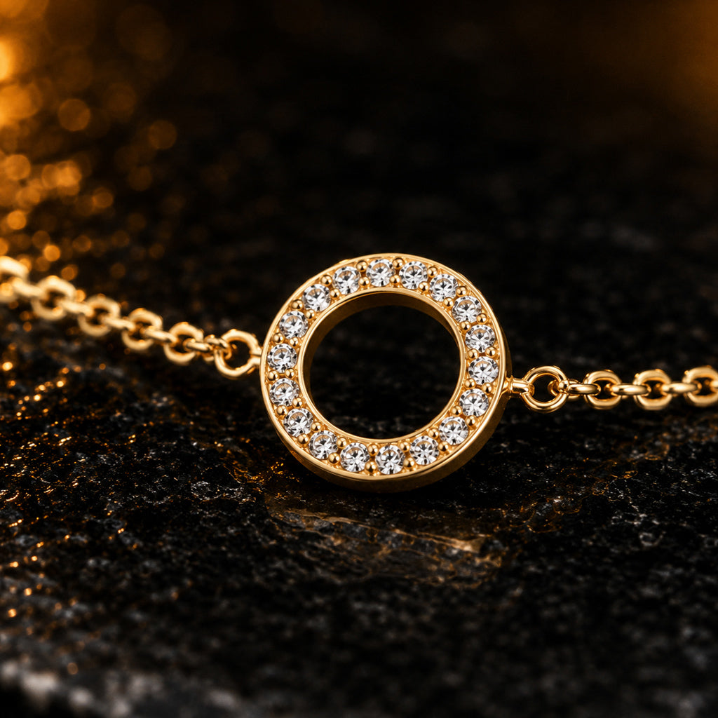 Armband Damen 585 Gelbgold mit 16 Diamanten Brillanten 0,08 ct W/SI - Größenverstellbar 19–21 cm