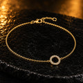 Armband Damen 585 Gelbgold mit 16 Diamanten Brillanten 0,08 ct W/SI - Größenverstellbar 19–21 cm