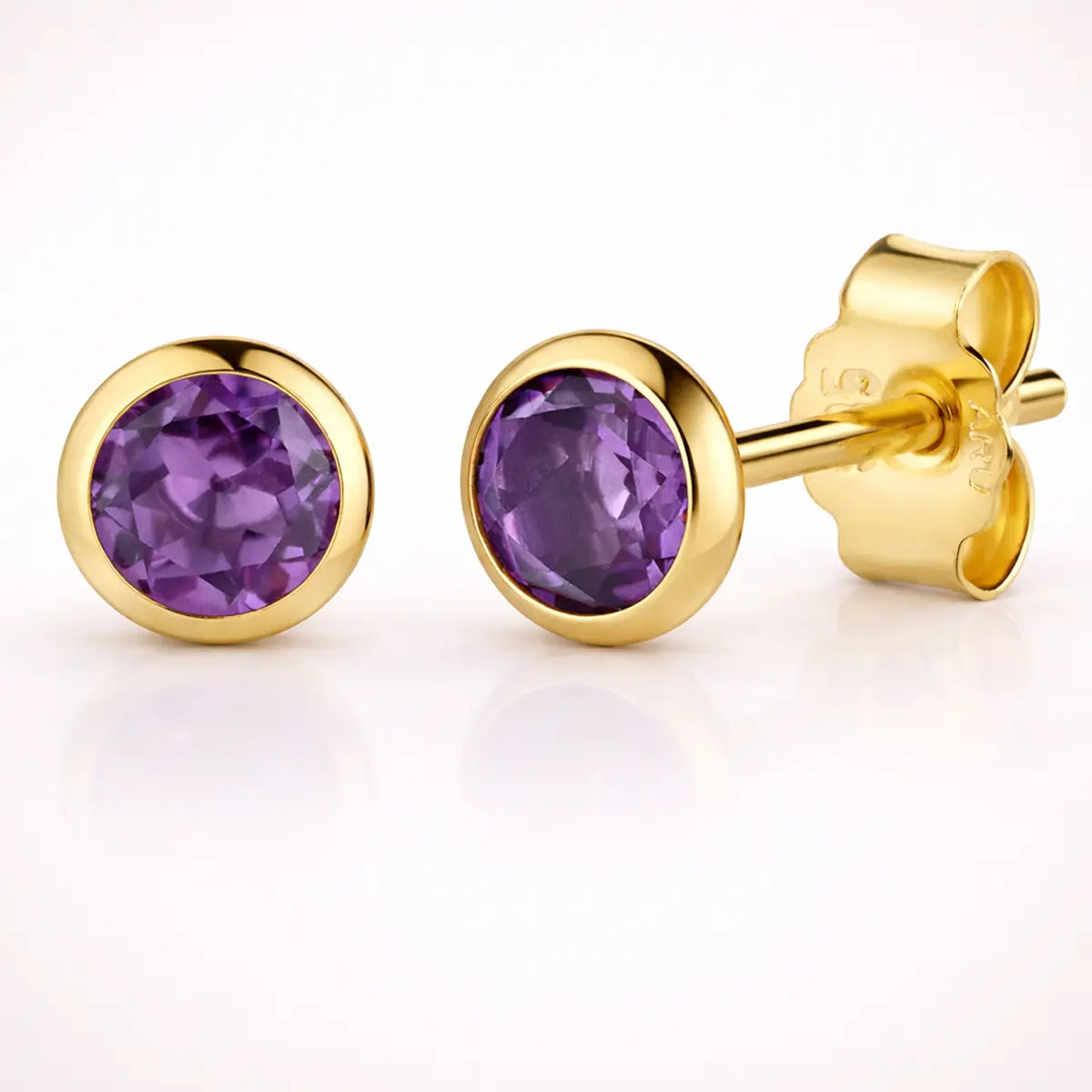 Damen Ohrstecker 585 Gold Edelstein rund 4mm - Peridot Amethyst Blautopas Granat