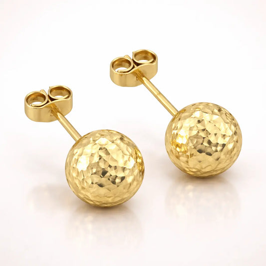 Damen Ohrstecker 585 Gold Kugel diamantiert - 5mm oder 7mm