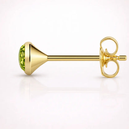 Damen Ohrstecker 585 Gold Edelstein rund 4mm - Peridot Amethyst Blautopas Granat