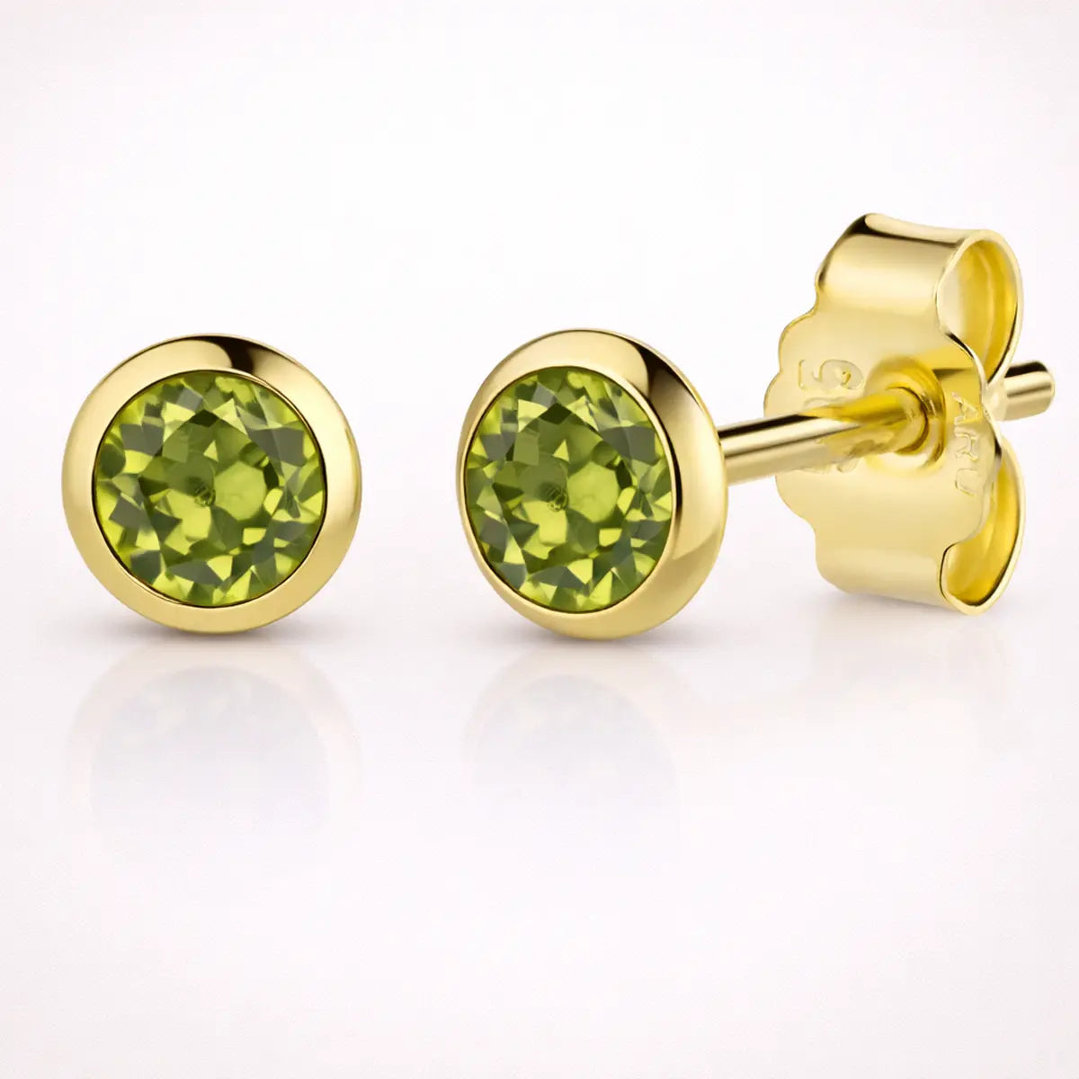 Damen Ohrstecker 585 Gold Edelstein rund 4mm - Peridot Amethyst Blautopas Granat