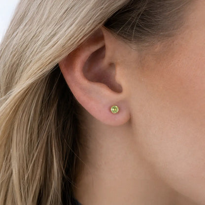 Damen Ohrstecker 585 Gold Edelstein rund 4mm - Peridot Amethyst Blautopas Granat