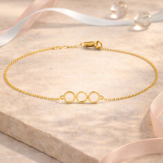 Damen Armband Dreierreif 585 Gelbgold Ankerkette - 16–18cm