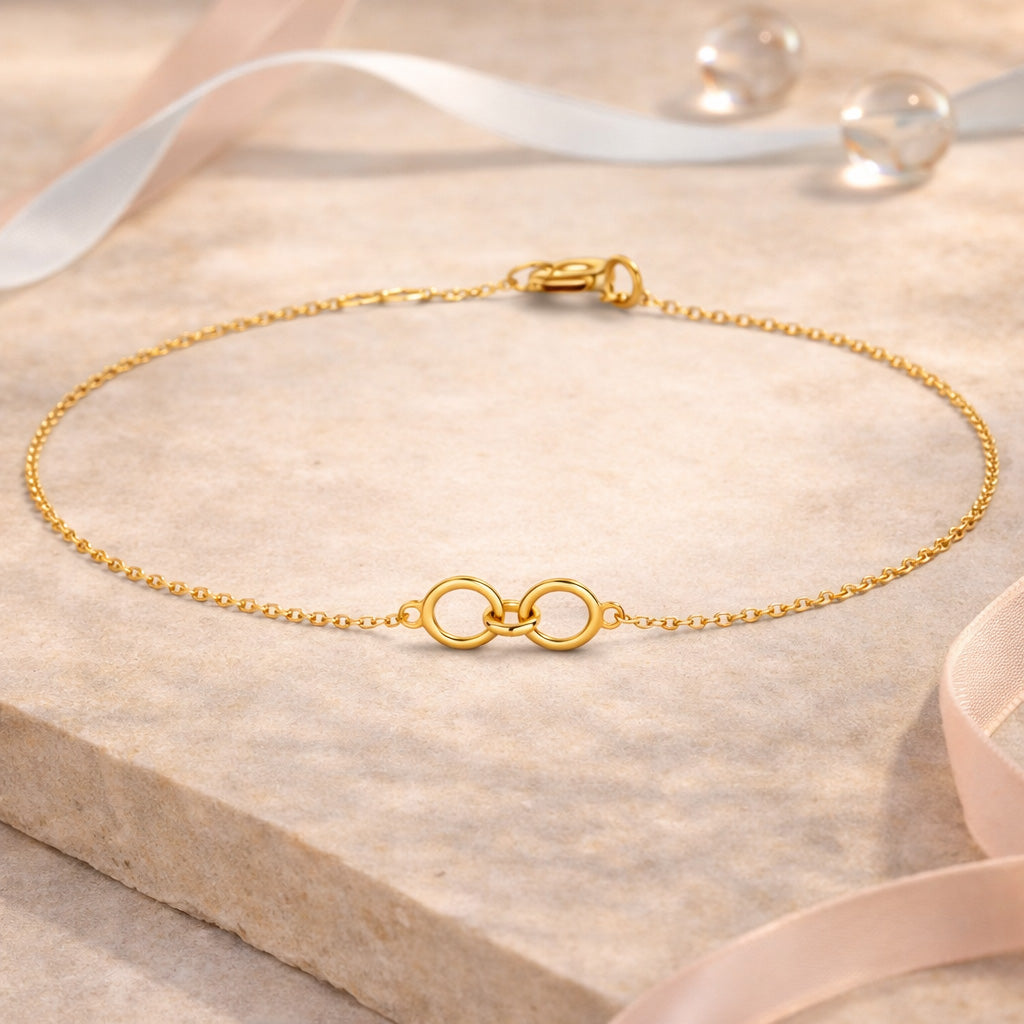 Damen Armband Glieder-Anhänger 585 Gelbgold Ankerkette - 16–18cm