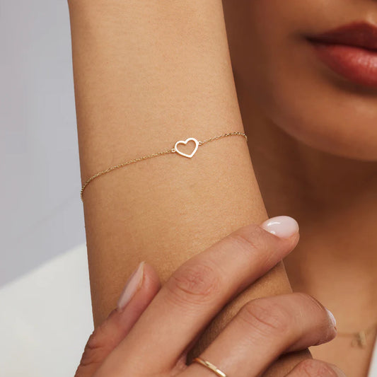 Armband aus 585er Gold, Ankerkette mit Herz