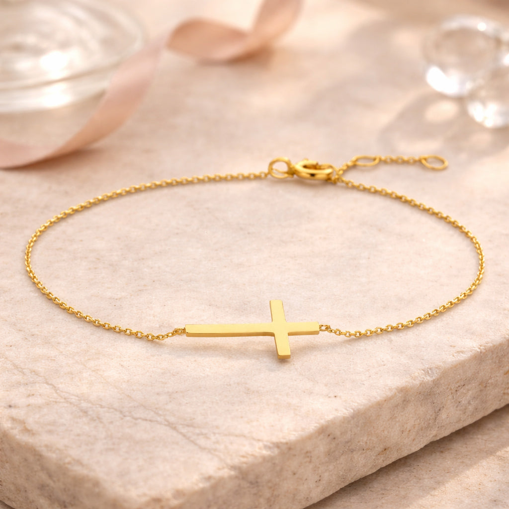 Kreuz Armband aus 585er Gold