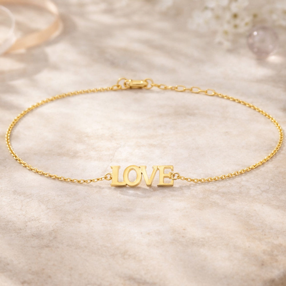 585 Gold Armband mit LOVE Schriftzug