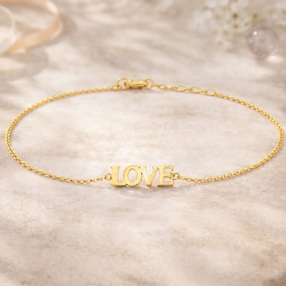 585 Gold Armband mit LOVE Schriftzug