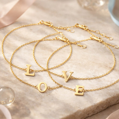 585 Gold Buchstabenarmbänder mit Buchstaben L O V E