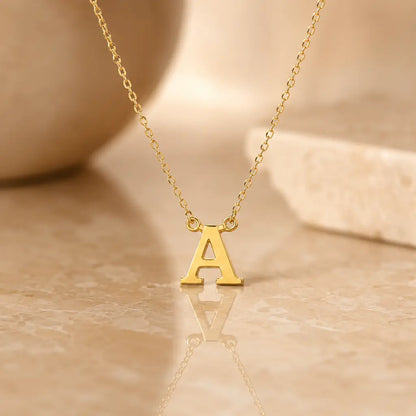 Buchstaben Collier Damen 585 Gold - diamantierte Ankerkette verstellbar 43cm