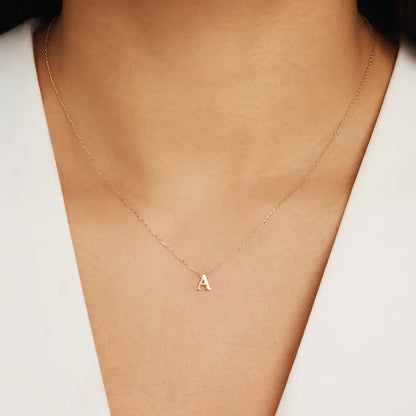 Buchstaben Collier Damen 585 Gold - diamantierte Ankerkette verstellbar 43cm