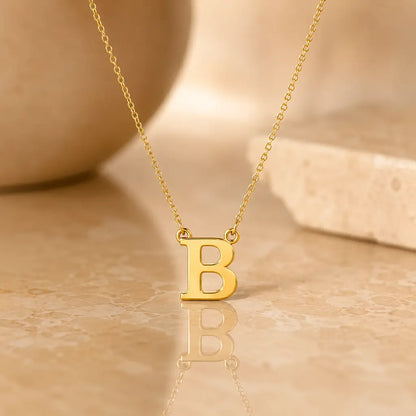 Buchstaben Collier Damen 585 Gold - diamantierte Ankerkette verstellbar 43cm