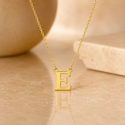 Buchstaben Collier Damen 585 Gold - diamantierte Ankerkette verstellbar 43cm