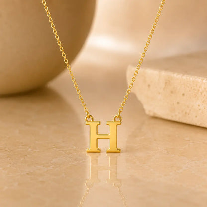Buchstaben Collier Damen 585 Gold - diamantierte Ankerkette verstellbar 43cm