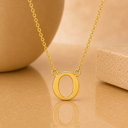 Buchstaben Collier Damen 585 Gold - diamantierte Ankerkette verstellbar 43cm