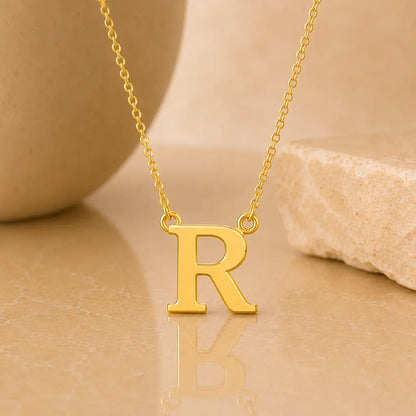 Buchstaben Collier Damen 585 Gold - diamantierte Ankerkette verstellbar 43cm